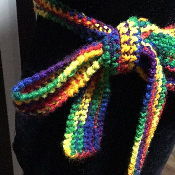 Rainbow Multicolored Handmade Crochet Knitted Belt One Size Fits Most Small-XL - Picture 3 of 6